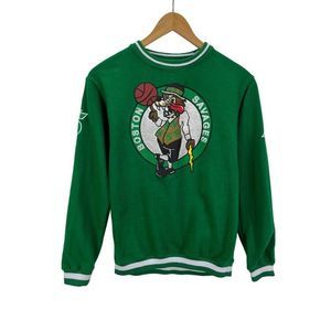 Boston Savages Puffy Paint Wolf Green Sweatshirt Womens Size XL 18/20